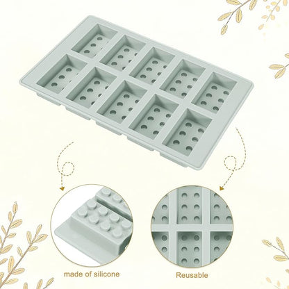 MECCANIXITY Beeswax Candle Mould, 10 Grids Beeswax Bar Mould Makes 10 x 0.8oz Reusable Easy Release Bees Wax Module for Wax Candle Making Butter Candy Chocolate Grey