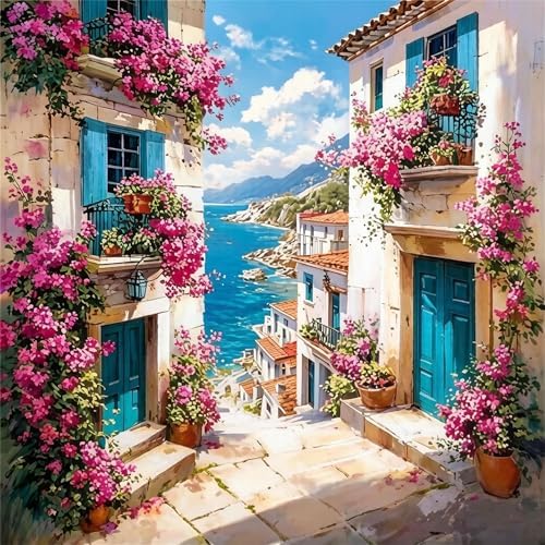 Niazidier Adults Street Paint by Number Kits,Painting by Number Kits on Canvas,Large Color by Numbers Adult Watercolor Gifts for Friends Wall Decor (Street) by Unknown