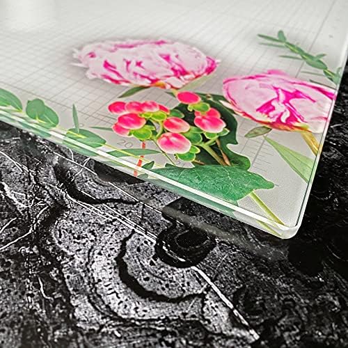 GLASSBOARD STUDIO Glass Craft Mat - Magnetic, Heat & Scratch Resistant - For Crafting, Cutting, Painting, Mixed Media Artwork - Grid Lines, Non-Slip Rubber Feet (Floral 13.5"L x 18"W) - Image 3