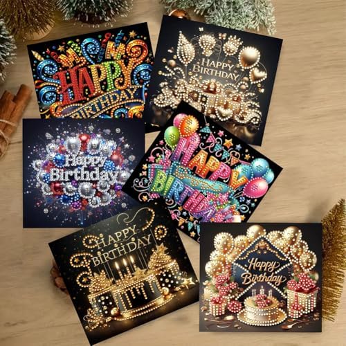 10pcs DIY Diamond Art Greeting Cards Kit with Envelopes&Tools - Create Your Own Sparkling Birthday, Thank You, Holiday Cards for Adults & Beginners(Happy Birthday) - Image 2