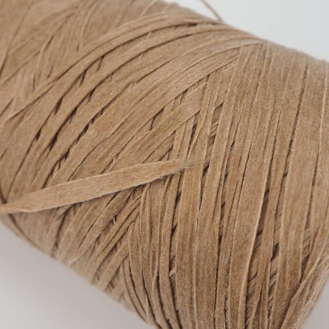 NICEEC Kraft Paper Yarn- Soft Raffia Ribbon Yarn for Crocheting & Knitting, Polyester, DIY Weaving, Total 474yds, 5.3oz - Khaki