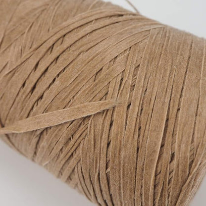 NICEEC Kraft Paper Yarn- Soft Raffia Ribbon Yarn for Crocheting & Knitting, Polyester, DIY Weaving, Total 474yds, 5.3oz - Khaki