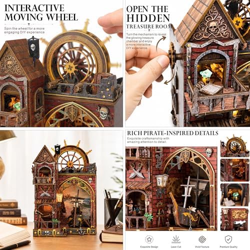 ISSEVE Pirate Castle Book Nook Kit, Dollhouse Booknook Kits Bookshelf Decor - Image 4