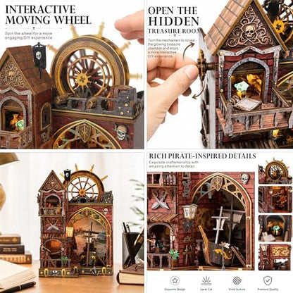ISSEVE Pirate Castle Book Nook Kit, Dollhouse Booknook Kits Bookshelf Decor - Image 4