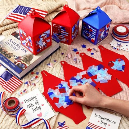 Maitys 16 Sets 4th of July Patriotic Paper Lantern Suncatcher Craft Kits - Image 6