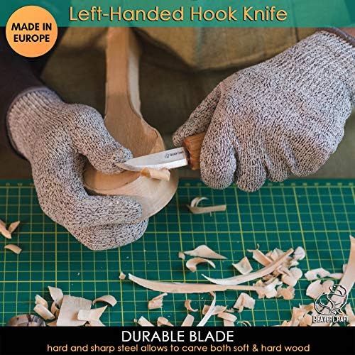 BeaverCraft S01L Wood Spoon Carving Knives Set Spoon Making Tools Kit Whittling Knife Hook Knife Left-Handed Bowl Cup Kuksa for Beginners Woodworking Professional Left Handed Wood Carving Kit - Image 3