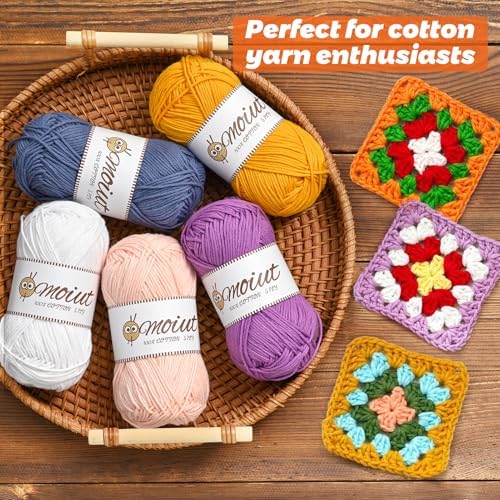 3 Pack Cotton Yarn for Crocheting, Baby Yarn for Crocheting Soft, 393yds / 5.29oz Fluffy Amigurumi Crochet Yarn, 5 Ply 100% Milk Cotton Yarn for Puzzle、Socks、Clothes(3 Light Coffee) - Image 4