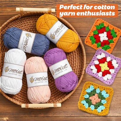 3 Pack Cotton Yarn for Crocheting, Baby Yarn for Crocheting Soft, 393yds / 5.29oz Fluffy Amigurumi Crochet Yarn, 5 Ply 100% Milk Cotton Yarn for Puzzle、Socks、Clothes(3 Light Coffee) - Image 4
