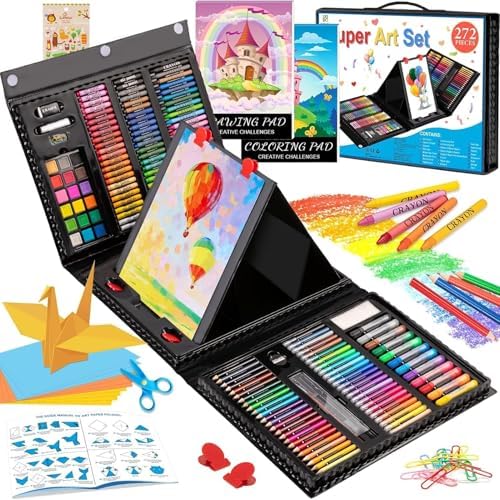 Art Supplies, 272 Pack Art Set Crafts Drawing Kit for Kids Girls Boys Teens by POPYOLA