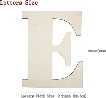 Big Unfinished Wooden Letters for Wall Decor 12 Inch Large Wooden Alphabet Blank Unfinished Wooden Letters for Craft Projects Birthday Party Wedding Wine Bar Sign - E