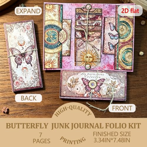 XINPOCUT Fortune Teller Mini Project, Summer Crafts Waterfall Booklet Craft Kit,Folio Kit, Junk Journal Craft Kits, Scrapbook Gift,Junk Journal Supplies, Scrapbooking Decor, Journaling Decor - Image 2