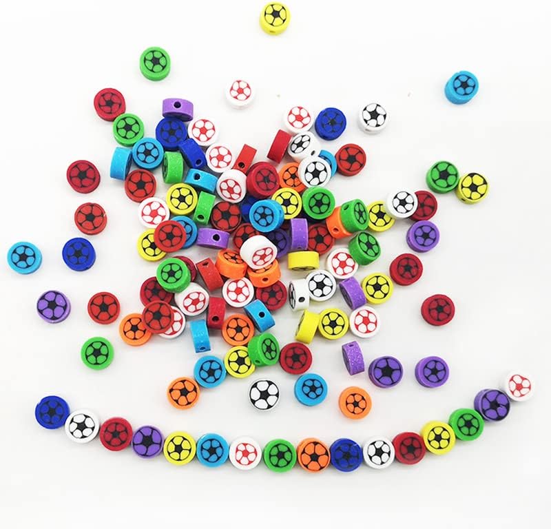 100pcs Football Polymer Clay Spacer Beads for Women Jewelry Making DIY Bracelet Necklace Hair Clip Accessories (Football) - Image 4