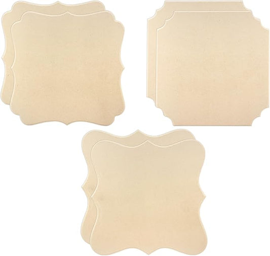 6 Pack Unfinished Wooden Plaques 12"x12"-0.25 Inch Thick Beveled MDF Wood Sign for Burning DIY Crafts