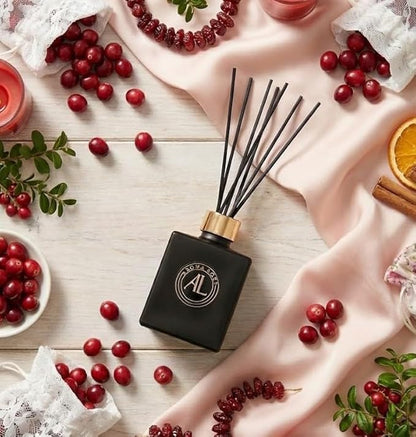 Reed Diffuser - Fragrance Diffuser for Home - 5 oz. Oil Diffuser Sticks - Bathroom Diffuser Set- Oil Diffuser Reeds - Scent Sticks in Oil-Office Smell Good Stuff (Black, Cranberry Spice)