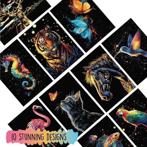 Scratch Art Book for Adults - Animal Series, 10 Rainbow Art and Crafts for Adults - Image 4