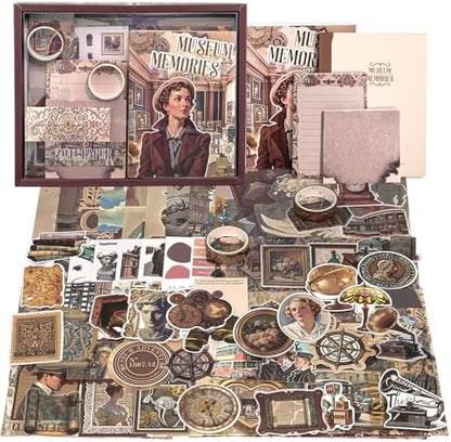 Museum Scrapbooking Supplies Kit, A6 Notebook, Vintage Junk Journaling Kit by Aromoty