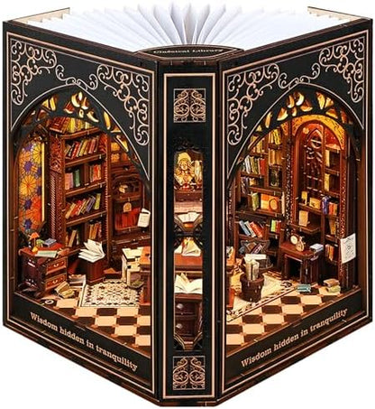 NookMaster Classic Library Book Nook Kit | DIY Miniature Dollhouse with LED by Follow