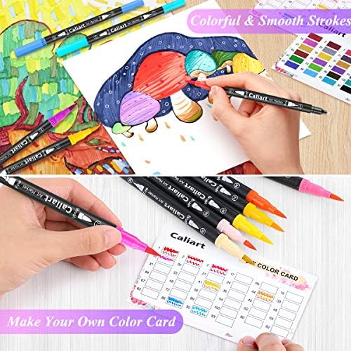 Caliart 34 Double Tip Brush Pens Art Markers for Adult Coloring Books - Image 5