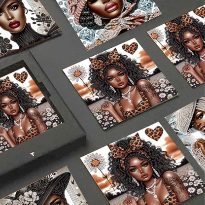 JISHSHAY 6 PCS Diamond Painting Greeting Cards African Woman Diamond Art Birthday Cards with Envelopes Gem Art Gem Painting Mosaic Kits for Adults for Thanksgiving Birthday Anniversary Valentine - Image 4