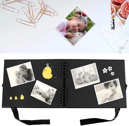 Rocutus Scrapbook Album,11.6 x 8.3 inch Self Adhesive DIY Scrapbooking Kit,80 Pages Black Pages Photo Album,DIY Pages Great for Anniversary, Wedding, Birthday,with Corner Stickers (Black)