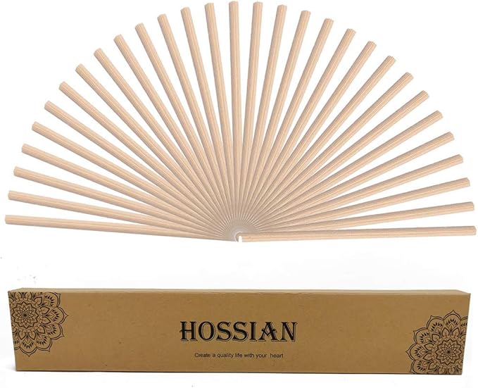 HOSSIAN 50pcs Reed Diffuser Sticks - Wood Rattan-Reed Sticks -Essential Oil Aroma Diffuser Sticks- Spa-Aromatherapy(10"/25cm)