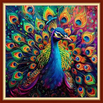 Joyhoor Stamped Cross Stitch Kits for Beginners, Needlepoint Kits for Adults, 11CT Counted Embroidery Kits-Colorful Peacock 18x18 inchs by JoyhoorCrossStitchKits