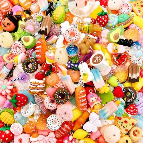 Cute Resin Charm Set for Bracelets, Assorted Kawaii Styles Bulk Pack, Small Animal & Candy Design for Jewelry Making, DIY Crafts, Bag Accessories, Gift Kit for Girls by Unknown