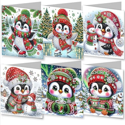 Christmas DIY Diamond Greeting Cards Set, 5D DIY Diamond Art Painting Christmas Style Greeting Card, DIY Christmas Card Making Kits for Family Friends Handmade Gift-#02-Penguin by Unknown