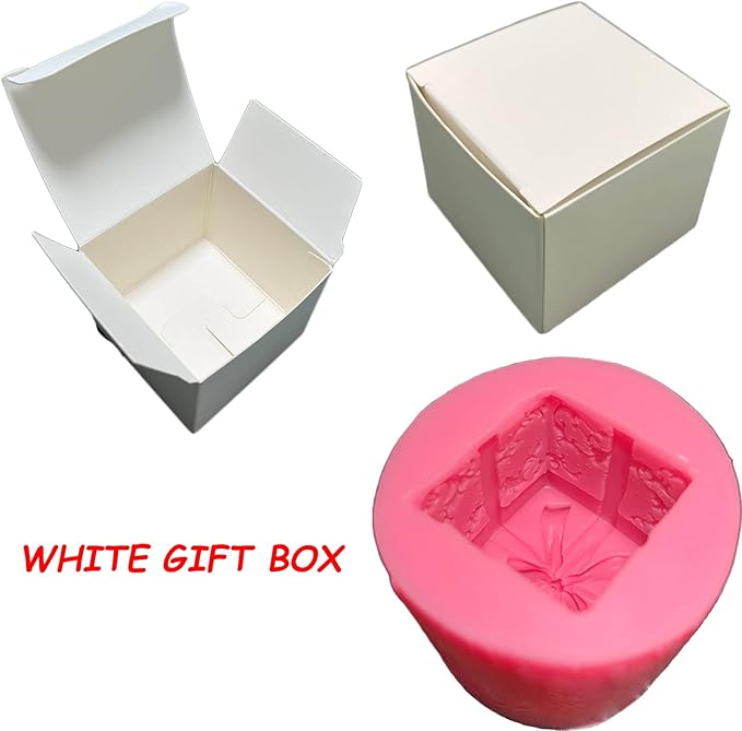 Candle Soap Silicone Mold Wick - Gift Box, DIY Handmade Candles Melt Molds for Fondant Cake Wax Melt Moulds, Christmas Cake Candy Mould, Christmas Party Gifts Decoration for Oven Cupcake