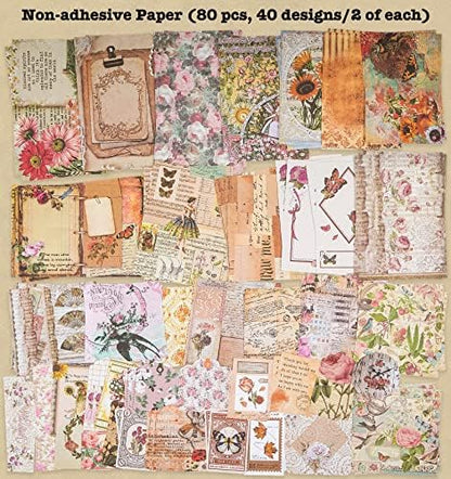 Knaid 200 Piece Vintage Ephemera Bundle - Paper & Sticker Kit for Junk Journaling, Scrapbooking, Planners, Bullet Journals, Collage, Decoupage - Cottagecore Themed - Pastel/Earthy Tones - Image 3