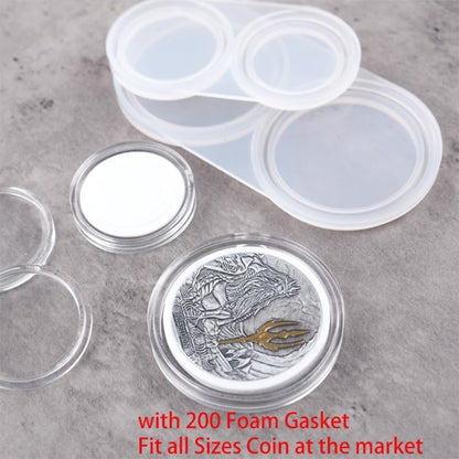 Handmade Coin Resin Mold with 200 Foam Gasket Coin Storage Box Epoxy Casting Mould Coin Collection Craft Tools - Image 2