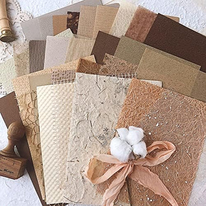 30 Pcs Handmade A5 Textured Scrapbook Paper and Mesh, Junk Journal Supplies by Aromoty
