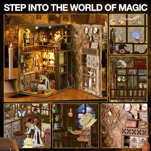 Magic Night Book Nook Kit, DIY 3D Wooden Puzzle Bookends - Image 6