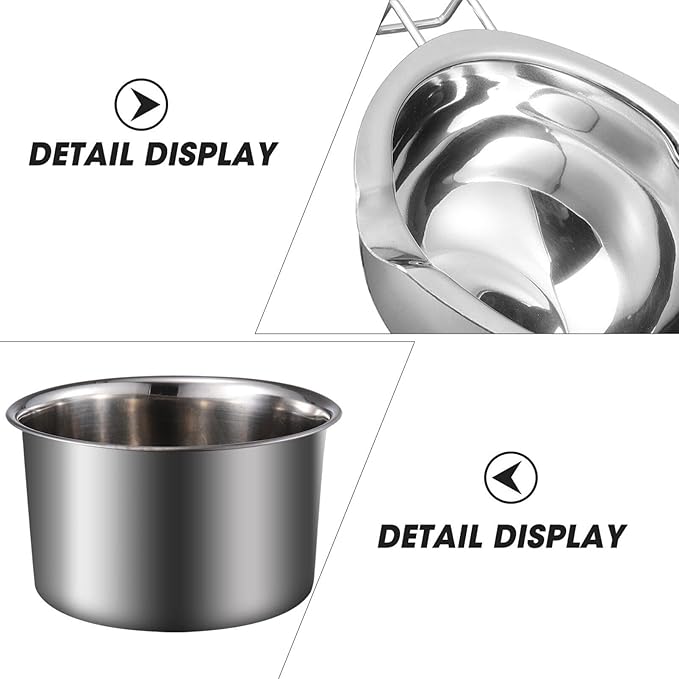1 Set Double Boiler Pot Stainless Steel Water Boiling Melting Pot with Dual Pour Spout for Candle Butter Chocolate Cheese Caramel 400ml