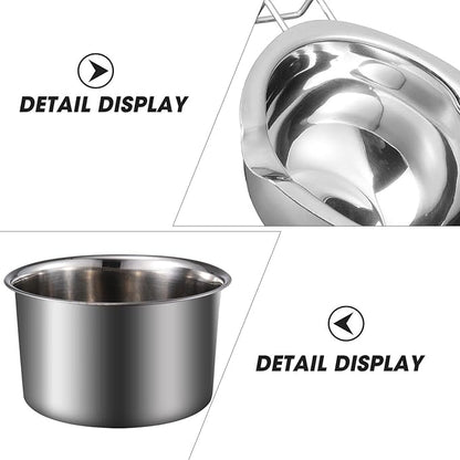 1 Set Double Boiler Pot Stainless Steel Water Boiling Melting Pot with Dual Pour Spout for Candle Butter Chocolate Cheese Caramel 400ml