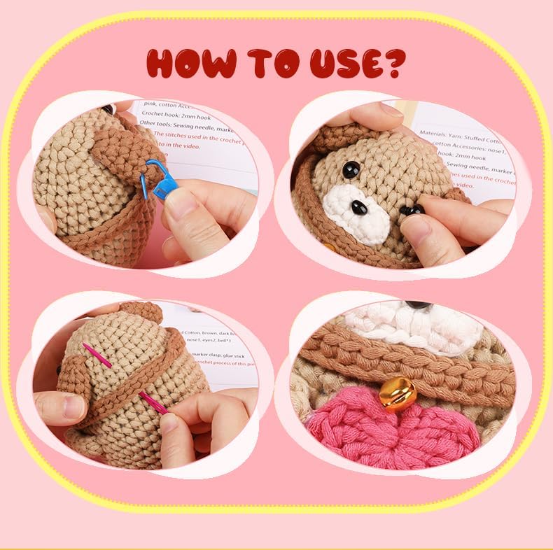 SwiftGo Crochet Kit for Beginners, Dog Crochet Animal Kits with Step-by-Step Video Tutorials, Beginner Amigurumi Crochet Starter Kit for Adults Kids, Holiday Birthday Gift - Image 4