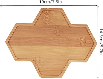 4PCS Mosaic Bamboo Coasters for Crafts, Blank Base Trays, Drinking Cup Coaster, Plant Coaster, Art Plate,DIY Mosaic Supplies (Hexagonal Platter)