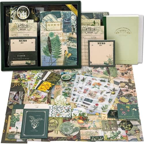 Scrapbooking Supplies Kit, A6 Grid Notebook, Vintage Junk Journaling Kit by Aromoty