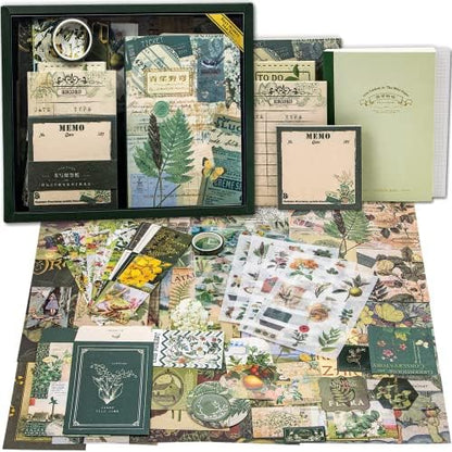 Scrapbooking Supplies Kit, A6 Grid Notebook, Vintage Junk Journaling Kit by Aromoty