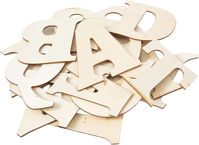 156pcs 4in Wooden Letters Craft Set Cute Letter Shapes for Home Decor and DIY Projects (4IN)