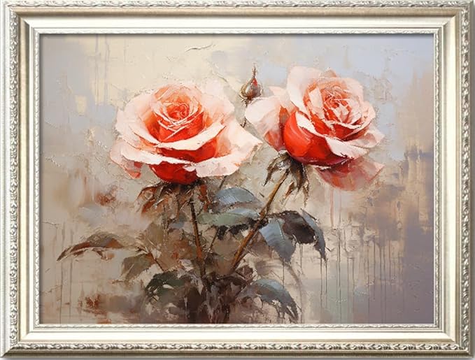 Leczany Cross Stitch Stamped Kit for Adults - Pink Rose Rose | DIY Embroidery Starter Patterns Craft Kit Needlepoint for Beginner | 11CT, 3 Strands | 18.1x13 inches