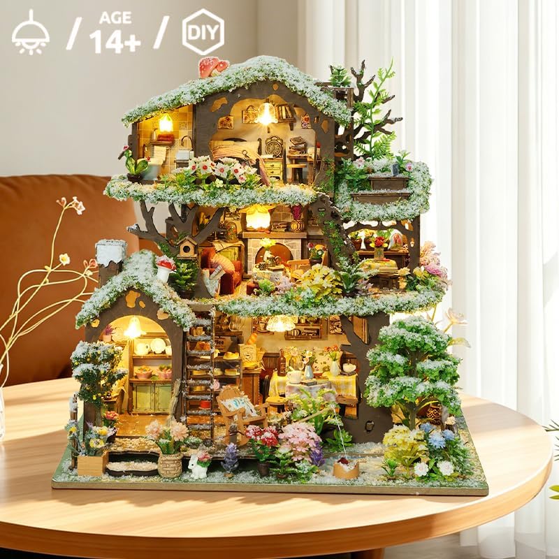 DIY Miniature House Kit for Adults with Music Box, Snowy Forest House - Image 5