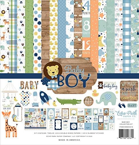 Echo Park Paper Company Baby Boy Collection Kit paper, blue, green, mint, yellow 12-x-12-Inch - Image 4