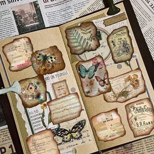 100 Pcs Vintage Journaling Stickers - Junk Journal Supplies with Antique Map Prints & Distressed Edges, Scrapbook Stickers for Planners, Ideal for Kids Teenagers Adults - Image 2