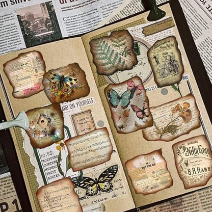 100 Pcs Vintage Journaling Stickers - Junk Journal Supplies with Antique Map Prints & Distressed Edges, Scrapbook Stickers for Planners, Ideal for Kids Teenagers Adults - Image 2