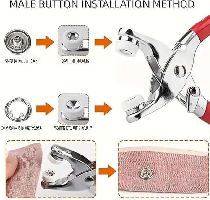 Sewing Kit with 100pcs Metal Buttons – Manual Pliers Tool Included, Sewing Kit with Metal Buttons DIY Crafts and Home Repairs Plastic Accessories (2PCS)