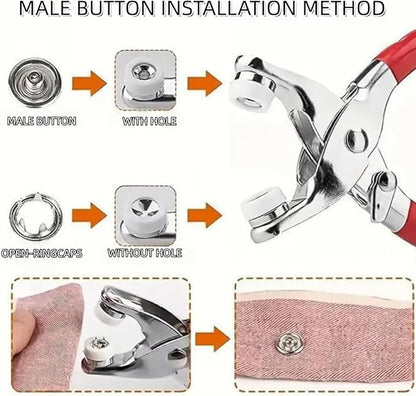 Sewing Kit with 100pcs Metal Buttons – Manual Pliers Tool Included, Sewing Kit with Metal Buttons DIY Crafts and Home Repairs Plastic Accessories (2PCS)