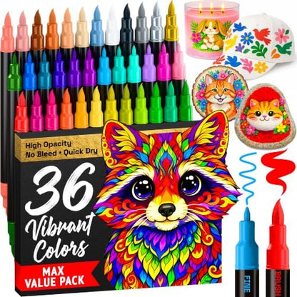 ARTISTRO 36 Dual-Tip Acrylic Paint Marker Pens for Drawing by ARTISTRO
