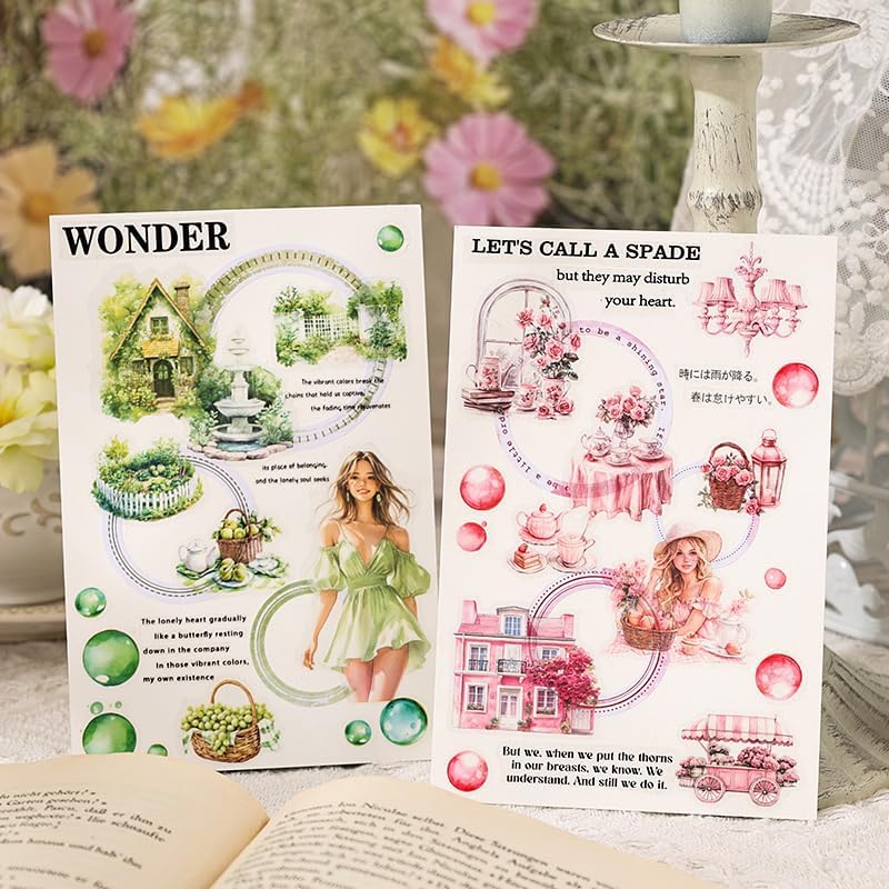 440 Pcs Spring Landscape Scrapbook Stickers for Scrapbooking, Transparent PET Stickers for Journaling, Junk Journal Supplies, Aesthetic Decorative, Collage, Craft Art, Scrap Booking Kit - Image 4