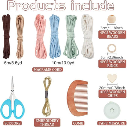 FREEBLOSS 4 Set Beginners Macrame Kit DIY Macrame Angel Kit DIY Macrame Kit for Beginners with Instructions Boho Angel Decor Adults Craft Kit for Adults Christmas Gift